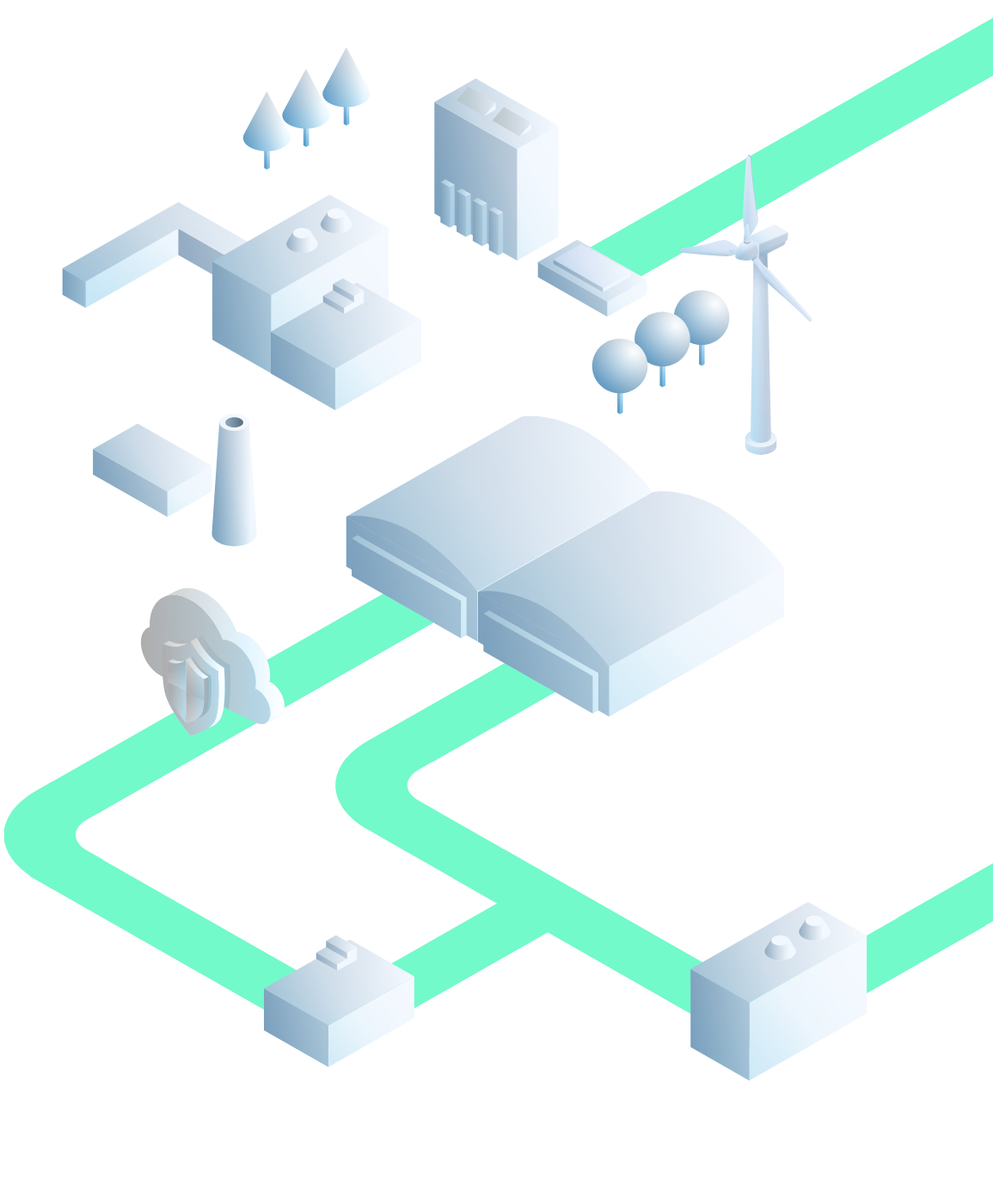 Isometric illustration of an industrial site